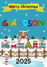 Festive and cute Grandson Christmas ExpressTrain Scene 2025 created by Kerrylovescards