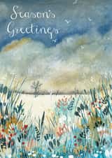 Season's Greetings, wintery scene. Festive created by Kate Brazier