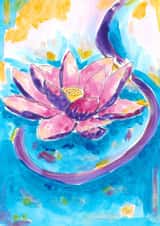 Art Print Card - Lotus Flower, Thousand Petal Lotus, Spiritual, Yoga created by Rachel O Designs