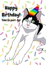 Happy Birthday cat party card created by kerilizmon