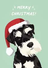 Santa Schnauzer Christmas Card created by Amy V Packham Art