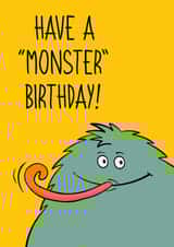 Kids Monster Birthday card for boys or girls created by Bold Print Studio