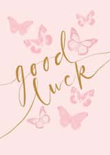 Pink Butterfly Good Luck Card For Her created by Honey & Velvet Studio