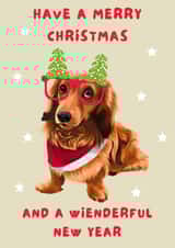 Dachshund Christmas Card - Adorable Sausage Dog Christmas and New Year Card created by Cujo Creations