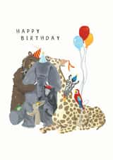 Animal friends Birthday hug! created by Evie Warren Illustration