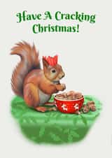 Squirrel Have a Cracking Christmas card created by Elizabeth Love Artist