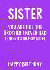 Sister, You are like the brother I never had (I think it's the tash) created by IWLT