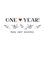 Cute One Year Anniversary Card - Paper Anniversary - One Year! created by Letters & Lines