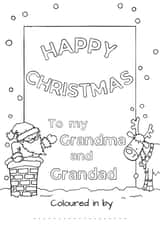 Colour in Grandma and Grandad Christmas card created by Kate Garrett