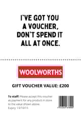 Woolworths Gift voucher card created by Dangerous Dave