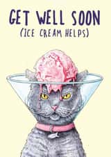 Cat Ice Cream Cone Get Well Soon Card created by Bewilderbeest