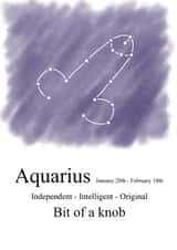 Cheeky zodiac-themed birthday card for an Aquarian created by Shore Designs