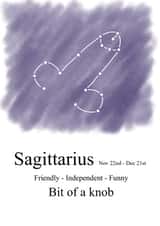 Cheeky zodiac-themed birthday card for a Sagittarian created by Shore Designs