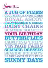 June Typographical Birthday Card created by Rosie Robins