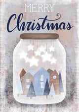Village in a jar Christmas card created by Silvia Volpe