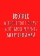 Funny brother christmas card created by Amy (Hedgecards)