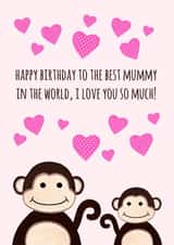 'Best Mummy' Monkey Birthday Card created by Jenny Arnott Cards