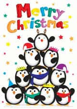 Fun, cute Merry Christmas Penquin card. created by Rainbow Bee Creations