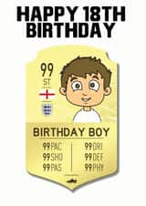 Happy 18th FIFA game card style birthday card created by Dead Pixel Asylum