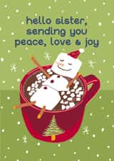 Sister Snowman Cocoa Mug Holiday Card created by @squiggleinthecity