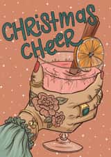 Christmas cheer cocktail card created by Tee Ansell Draws