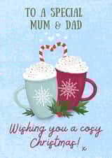 Special - Cosy - Hot Chocolate - Cute - Wishing You A Cosy Christmas - To A Special Mum and Dad - Parents - Christmas Card created by Rebecca Handy