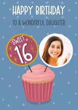 Personalised Birthday Photo Card created by Silky Rose Design - 16 daughter Birthday Personalised Photo Card 21740