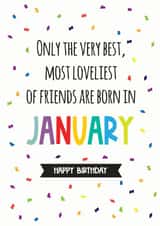 January birthday card for a friend created by Silly Prints