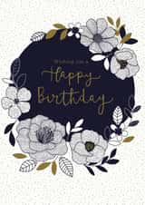 Floral border Birthday card created by Sarah Hustwaite Illustration
