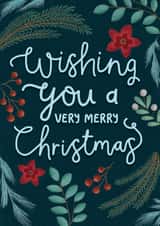Foliage Merry Christmas card created by Sarah Hustwaite Illustration