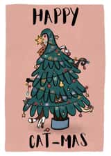 Happy Cat-mas Christmas Tree Funny Cats created by Bethany Illustrations