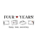 Cute Linen Anniversary Card - 4 Years - Happy Linen Anniversary created by Letters & Lines