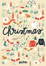 Happy Christmas Pattern Harry Potter Christmas Card created by Cardology