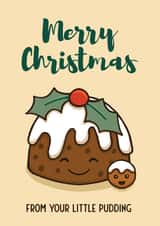 Only Child - Little Pudding - Merry Christmas From Your Little Pudding - New Baby - Cute - Parent - Mum - Dad - Christmas Card created by Bev O'Connor || @oconnordesign