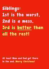 1st is the Worst, Siblings Christmas Card created by Card and Cake