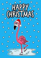 Christmas Ice Skating Flamingo created by Doodle Rob