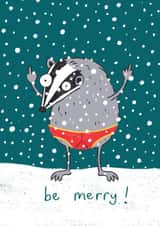 Sweary Badger Christmas Card created by Beth Garnett Illustration