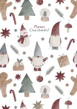 Merry Christmas! Christmas gnomes, snowman, gingerbread created by Nadya Barkova