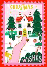 Pretty - Traditional - Postcard Stamp - Christmas Wishes - Contemporary - Cute - Christmas Card created by Jessica Smith Illustration 