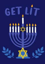 Hanukkah get lit card created by Kewl cards