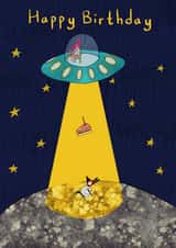 Spaceship Birthday Card created by Penelope O'Neill Illustration