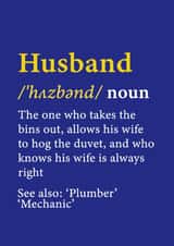 Husband Definition Birthday Anniversary Wedding Card created by @RoseDesignCards