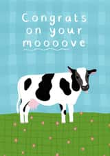 Funny Cow Pun New Home Card - Congrats On Your Moooove created by Caitlin Makes Things