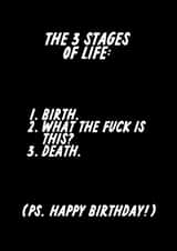 WTF Is Life Funny Dark Humour Birthday Card created by The Marmalade Cat