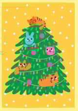 Cute Christmas cats greeting card. Happy Cats, tigers on a xmas tree created by @Doodle Bunny