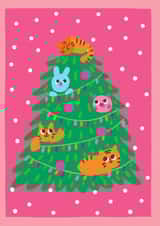 Adorable full of Joy, Friendship and Smile Christmas card. Tiger and cats created by @Doodle Bunny