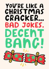 Funny Cheeky Christmas Card - Christmas Cracker - Bad Jokes - Decent Bang created by Studio Doodles