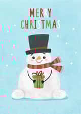 Merry Christmas snowman postcard created by Anastasia Kaznacheeva