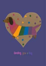Rainbow hug sausage dog card created by Little Island Crafts