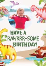 Personalised Birthday Photo Card created by Nidd And Rigg! - Dinosaur rawr Birthday Personalised Photo Card 20156